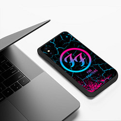 Чехол iPhone XS Max матовый Foo Fighters - neon gradient, цвет: 3D-черный — фото 2