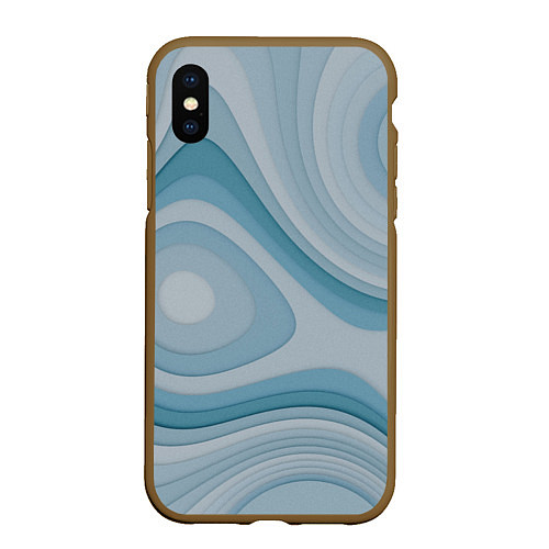 Чехол iPhone XS Max матовый Волнообразные синие текстуры / 3D-Коричневый – фото 1