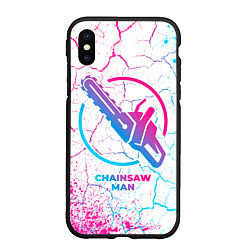 Чехол iPhone XS Max матовый Chainsaw Man neon gradient style