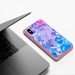 Чехол iPhone XS Max матовый Абстрактные разводы краски, цвет: 3D-малиновый — фото 2