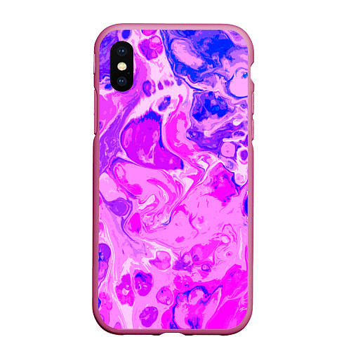 Чехол iPhone XS Max матовый Абстракция тай-дай / 3D-Малиновый – фото 1