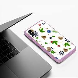 Чехол iPhone XS Max матовый Ёлки, шишки, новый год, цвет: 3D-сиреневый — фото 2