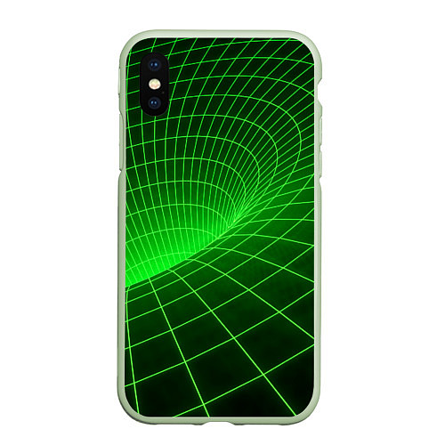 Чехол iPhone XS Max матовый Зелёная неоновая чёрная дыра / 3D-Салатовый – фото 1