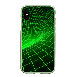 Чехол iPhone XS Max матовый Зелёная неоновая чёрная дыра, цвет: 3D-салатовый