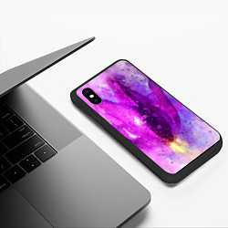 Чехол iPhone XS Max матовый Сиреневый цветок акварелью, цвет: 3D-черный — фото 2