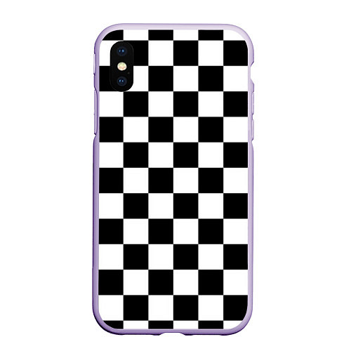 Чехол iPhone XS Max матовый Шахматные клетки - текстура / 3D-Светло-сиреневый – фото 1