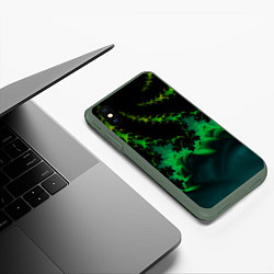 Чехол iPhone XS Max матовый Фрактал зеленая ёлочка, цвет: 3D-темно-зеленый — фото 2