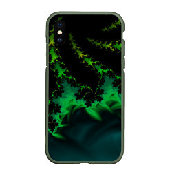 Чехол iPhone XS Max матовый Фрактал зеленая ёлочка