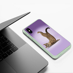 Чехол iPhone XS Max матовый Котик занимается йогой - Саламба Сарвангасана, цвет: 3D-салатовый — фото 2