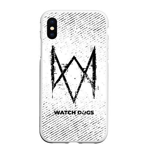 Чехол iPhone XS Max матовый Watch Dogs с потертостями на светлом фоне / 3D-Белый – фото 1