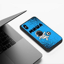 Чехол iPhone XS Max матовый Миша космонавт футболист, цвет: 3D-черный — фото 2