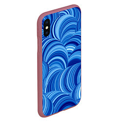 Чехол iPhone XS Max матовый Дуговой шлейф - синий паттерн, цвет: 3D-малиновый — фото 2