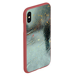 Чехол iPhone XS Max матовый Абстрактная зима и краски, цвет: 3D-красный — фото 2