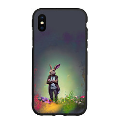 Чехол iPhone XS Max матовый Кролик на стиле, цвет: 3D-черный