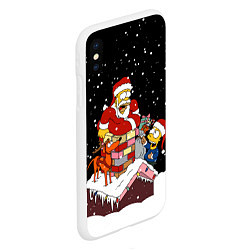Чехол iPhone XS Max матовый Симпсоны новогодний, цвет: 3D-белый — фото 2
