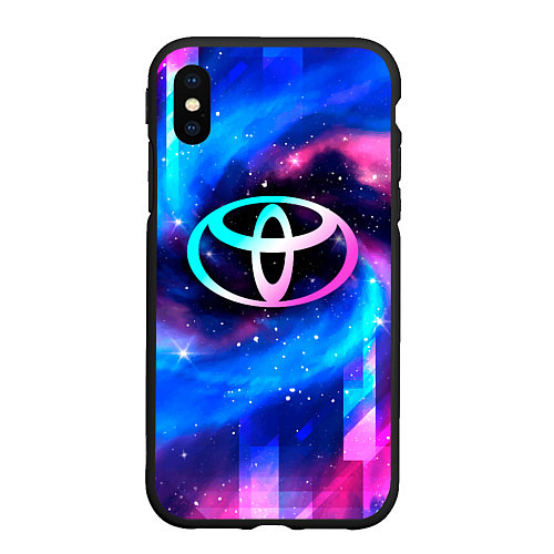 Чехол iPhone XS Max матовый Toyota неоновый космос / 3D-Черный – фото 1