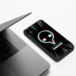 Чехол iPhone XS Max матовый Символ Evangelion в стиле glitch на темном фоне, цвет: 3D-черный — фото 2
