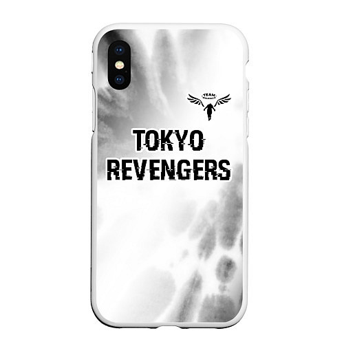 Чехол iPhone XS Max матовый Tokyo Revengers glitch на светлом фоне: символ све / 3D-Белый – фото 1