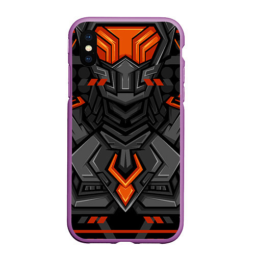 Чехол iPhone XS Max матовый Красно-черный робот / 3D-Фиолетовый – фото 1