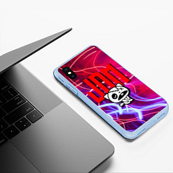 Чехол iPhone XS Max матовый JDM style - одноглазый котик, цвет: 3D-голубой — фото 2