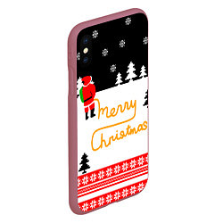 Чехол iPhone XS Max матовый Merry christmas - Санта Клаус, цвет: 3D-малиновый — фото 2