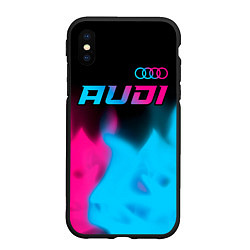 Чехол iPhone XS Max матовый Audi - neon gradient: символ сверху, цвет: 3D-черный