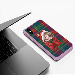 Чехол iPhone XS Max матовый Снегурочка аниме, цвет: 3D-сиреневый — фото 2