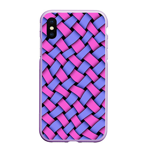 Чехол iPhone XS Max матовый Фиолетово-сиреневая плетёнка - оптическая иллюзия / 3D-Сиреневый – фото 1