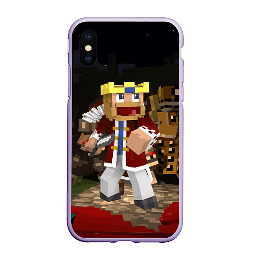 Чехол iPhone XS Max матовый Minecraft - warrior - video game - sword / 3D-Светло-сиреневый – фото 1