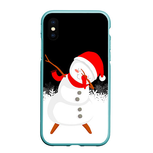 Чехол iPhone XS Max матовый Снеговик dab / 3D-Мятный – фото 1