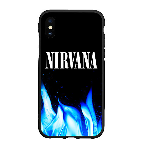 Чехол iPhone XS Max матовый Nirvana blue fire / 3D-Черный – фото 1