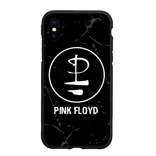 Чехол iPhone XS Max матовый Pink Floyd glitch на темном фоне / 3D-Черный – фото 1