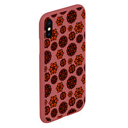Чехол iPhone XS Max матовый Мандалы на сливовом фоне, цвет: 3D-красный — фото 2