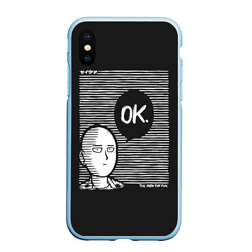 Чехол iPhone XS Max матовый One punch man / 3D-Голубой – фото 1