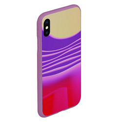 Чехол iPhone XS Max матовый Волнообразные листы разных цветов, цвет: 3D-фиолетовый — фото 2