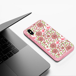 Чехол iPhone XS Max матовый Фламинго и лотосы, цвет: 3D-баблгам — фото 2