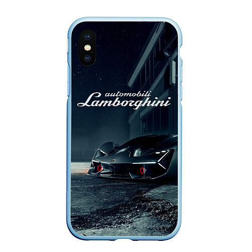 Чехол iPhone XS Max матовый Lamborghini - power - Italy / 3D-Голубой – фото 1