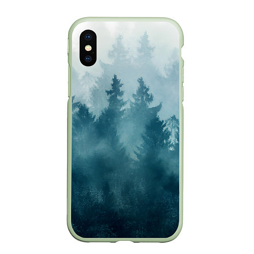 Чехол iPhone XS Max матовый Лес градиент / 3D-Салатовый – фото 1