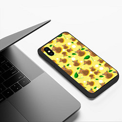 Чехол iPhone XS Max матовый Капибара паттерн, цвет: 3D-черный — фото 2