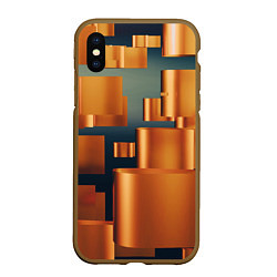 Чехол iPhone XS Max матовый Золотые геометрические слитки, цвет: 3D-коричневый