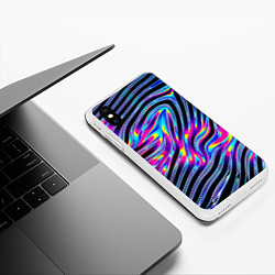 Чехол iPhone XS Max матовый Голографические полосы, цвет: 3D-белый — фото 2