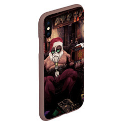 Чехол iPhone XS Max матовый Плохой Санта Кот, цвет: 3D-коричневый — фото 2