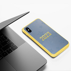 Чехол iPhone XS Max матовый Серый лед, цвет: 3D-желтый — фото 2