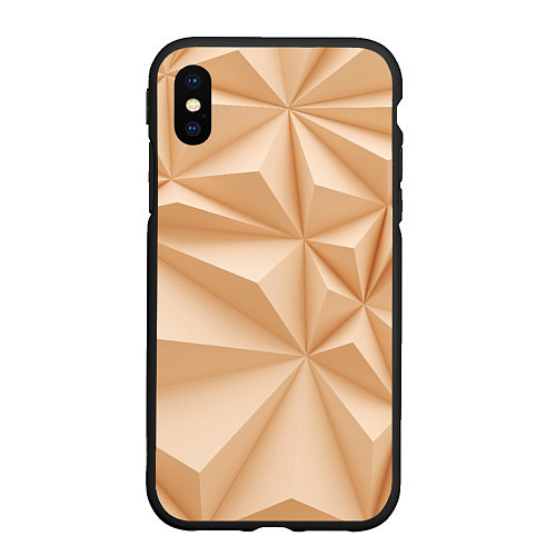 Чехол iPhone XS Max матовый Бежевые полигональные фигуры / 3D-Черный – фото 1