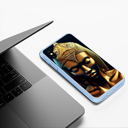 Чехол iPhone XS Max матовый Нейросеть - золотая статуя египетской царицы, цвет: 3D-голубой — фото 2