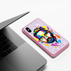 Чехол iPhone XS Max матовый Портрет Тома Харди в геометрическом стиле, цвет: 3D-малиновый — фото 2