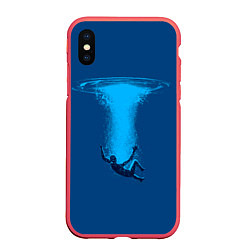 Чехол iPhone XS Max матовый Человек упавший в океан, цвет: 3D-красный