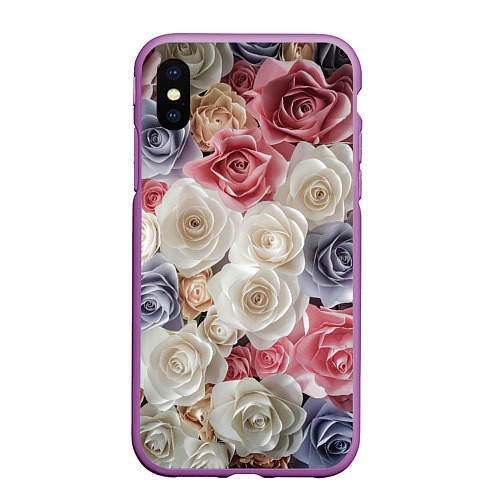 Чехол iPhone XS Max матовый Цветы роз / 3D-Фиолетовый – фото 1