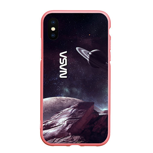 Чехол iPhone XS Max матовый Космический пейзаж - Saturn - Nasa / 3D-Баблгам – фото 1