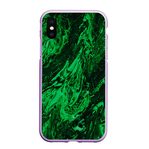 Чехол iPhone XS Max матовый Зелёные краски во тьме / 3D-Сиреневый – фото 1